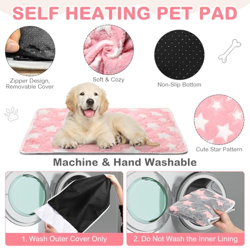 4 Pack Self Heating Cat Bed Cat Self Warming Pad with Removable Cover Extra Warm Thermal Pet Pad Washable Pet Crate Mat Anti Slip Kennel for Indoor Outdoor Pets(Star,20 x 28 Inches) - size: 20 x 28 Inches
