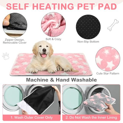 4 Pack Self Heating Cat Bed Cat Self Warming Pad with Removable Cover Extra Warm Thermal Pet Pad Washable Pet Crate Mat Anti Slip Kennel for Indoor Outdoor Pets(Star,20 x 28 Inches) - size: 20 x 28 Inches