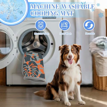 Dog Cooling Blanket Ice Silk Pet Bed Mat Hawaiian Tropical Pattern Thin Dog Bed Washable Cooling Pads for Cats 28" X22" Mats Blanket for Crate, Indoor& Outdoor Floor, Car Seats