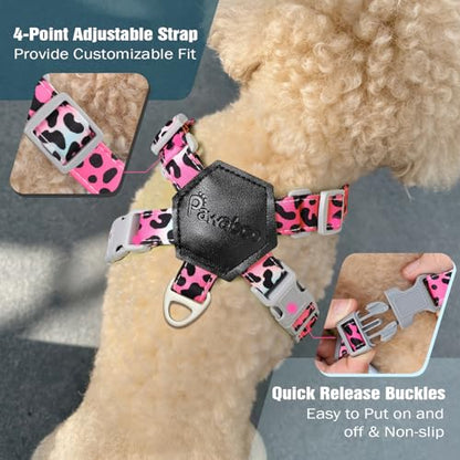 Pawaboo Small Dog Harness and Leash Set, Puppy Harness X-Frame No Pull No Choke, Dog Vest Harnesses Adjustable for Small Medium Sized Dogs,Soft Breathable Pet Harnesses, S, Magenta Leopard - color: C-Magenta Leopard, size: S(Neck 12.6-16.5" Chest 12.6-22.