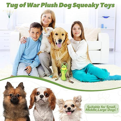Letsmeet Plush Dog Toy with Crinkle Paper and Ropes - Small Interactive Puppy Toys for Medium to Large Dogs - color: Green