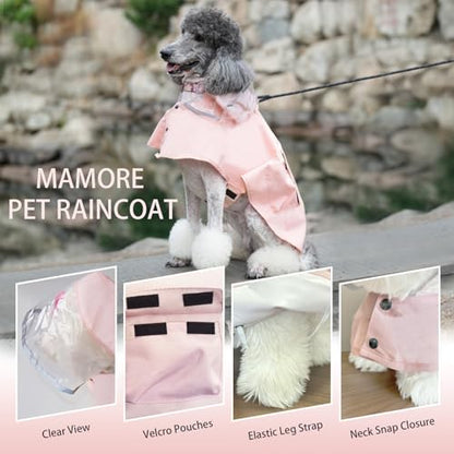 Dog Raincoat Waterproof, Adjustable Reflective Hooded Dog Rain Poncho with Leash Hole for Small Medium Large Dogs (Pink, Medium) - color: Pink, size: Medium(13-22lb)