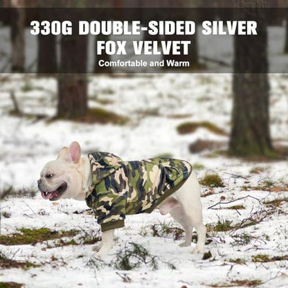 BEAUTYZOO Dog Hoodie for Small Medium Dogs Puppy, Soft Fleece Dog Sweater Cold Weather Coats with Pocket, Pet Outfits Hooded Sweatshirt Chihuahua Cat Jacket Clothing Warm Camo French Bulldog Clothes - color: Army Green, size: Small/Medium