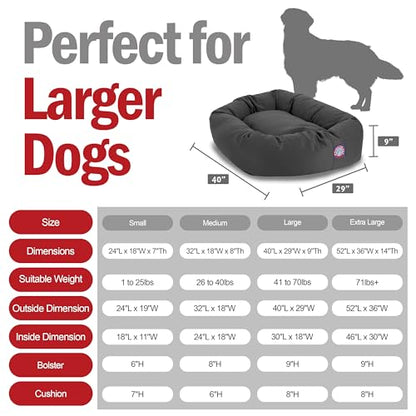 Majestic Pet Dog Bagel Calming Bed, 40x29x9in, Soft Round Pet Bed with Spine Support, Fluffy Donut Dog Bed, Large, Gray - color: Gray