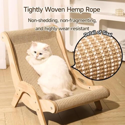 Elevated Cat Bed with Wooden Frame, Natural Hemp Rope, Scratch-Resistant Pet Lounger for Indoor Cats, Breathable Kitty Nap Furniture