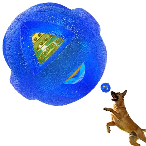 Dog Ball Toy for Chewing and Treat Dispensing - Toug Rubber Puppy Chew Toys Interactive Puzzle Balls for Teething & Slow Feeding, 3.5 Inch (Blue) - color: Blue