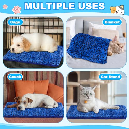 Riakrum 4 Pack Self Warming Cat Bed Mats Leopard Print Cat Dog Thermal Blanket Double Sided Self Heating Pet Pad with Storage Bags for Pet Winter Outdoor Indoor Supplies, Non Electric(M) - size: M