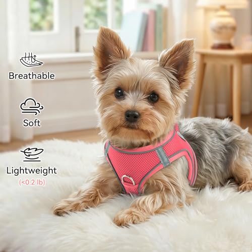Joytale Small Dog Harness, Breathable Mesh Step-in Vest, Reflective Soft Padded Harnesses for Cats and Puppies Dogs, Pink, XXXS - color: Pink, size: XXXS--Chest: 10.5-12''