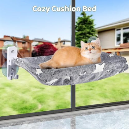 Reversible Washable Cats Bed with Hook Structure and Without Fabric for Window Mounting Foldable Window Bed Glow Perch Suction Cups Anti Slip Design for Indoor Cats Comfort - size: S