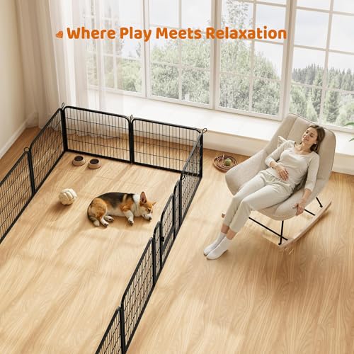 Yaheetech Wide Panel Dog Playpen, 6 Panels 24 inch High Pet Pen with Gate, Portable Indoor Outdoor Fence for Small/Medium Breed Dogs - size: 24"