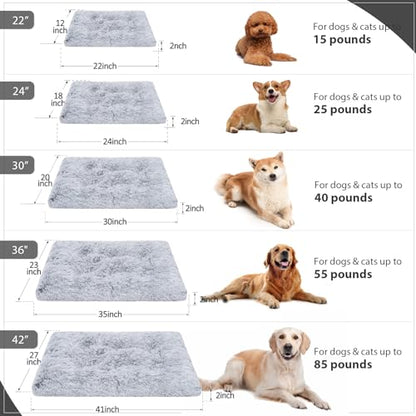 Vonabem Large Dog Bed Crate Pad 36 inch, Washable Pet Beds Medium Small Sized Dogs, Deluxe Plush Warm Anti-Slip Puppy Mats for Sleeping, Soft Kennel Pads 35 * 23 inch Grey - color: Grey, size: 35.0"L x 23.0"W x 2.0"Th