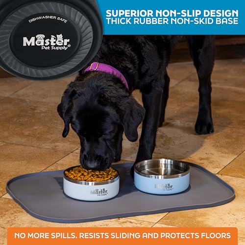 Master Pet Supply Stainless Steel Dog Bowls - 25 oz, Heavy Duty - Black Velvet, Double Wall Extra-Thick Insulated, Non-Slip Pet Water Bowl for Dogs, Cats & Pets, Anti Rust Metal, Dish Washer Safe - color: Black Velvet, size: 3 Cups (25 oz)