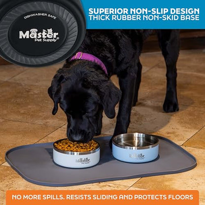 Master Pet Supply Stainless Steel Dog Bowls - 25 oz, Heavy Duty - Black Velvet, Double Wall Extra-Thick Insulated, Non-Slip Pet Water Bowl for Dogs, Cats & Pets, Anti Rust Metal, Dish Washer Safe - color: Black Velvet, size: 3 Cups (25 oz)