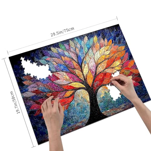 1000 Pieces Jigsaw Puzzles for Adults Rainbow Tree of Life Art Puzzle, Stress Relief Concentration Training Brain Teaser Puzzle 29.5x19.7 Inch - color: Wooden Puzzle1, size: 1000 Piece pcs