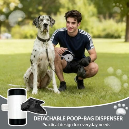 26ft Retractable Dog Leash for Large Dogs with Poop Bag Holder and LED Light,Heavy Duty Retractable Dog Leash with Chew Proof Extender,One-Hand Lock System,Impact-Resistant,Up to 110 lbs(Wihte) - color: Wihte