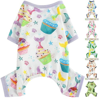 Dog Pajamas for Small Dogs, Soft Thin Pjs Jammies Cat Doggie, Summer Pet Cute Puppy Clothes Outfits Dogs Boy Girl(Mermaid Cake,XS) - color: Mermaid Cake, size: X-Small (Chest 11.8 in)