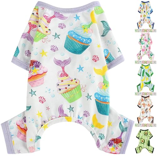 Dog Pajamas for Small Dogs, Soft Thin Pjs Jammies Cat Doggie, Summer Pet Cute Puppy Clothes Outfits Dogs Boy Girl(Mermaid Cake,XS) - color: Mermaid Cake, size: X-Small (Chest 11.8 in)