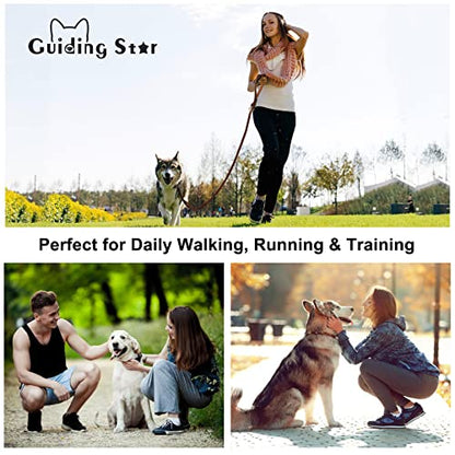 Guiding Star Double Handle Leather Dog Leash 6ft, Heavy Duty Braided Dog Leash with Traffic Handle for Small Medium & Large Dogs (Two Handles 6 Foot x 5/8", Brown) - color: Brown