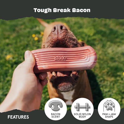 Barkbox Tough Break Bacon Dog Toy | Solid Nylon Bacon-Scented Dog Toy for Aggressive Chewers | Durable Dog Chew Toy for Medium & Large Dogs - style: Tough Break Bacon