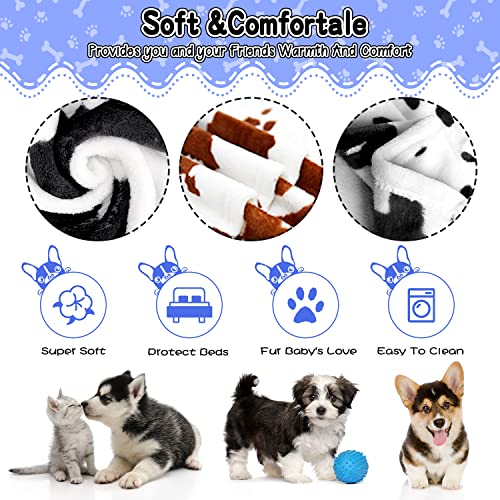 Rezutan 1 Pack 3 Blankets for Dogs, Dog Blanket for Large & Medium Pet Cat, Premium Soft Fluffy Suitable for Dog Kennels & Beds, Sofas, Gifts Puppy Essentials, 41x31inch, Black Brown White Cow Print - color: Cow Print（brown 1 Pack+black White 2 Pack ), si