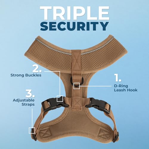 Best Pet Supplies Voyager Aerolite Adjustable No Pull Dog Harness with Reflective Stripes for Walking, Jogging, Heavy-Duty - Beige, Small - color: Beige, size: S