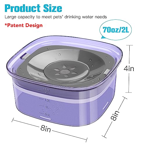 UPSKY 70oz Dog Water Bowl 2L No Spill Dog Bowls Large Capacity Spill Proof Slow Water Feeder, No Splash Dog Bowl Pet Water Dispenser Vehicle Carried Travel Slow Drinking Bowls for Messy Drinkers, Cats - color: Purple, size: 2 L