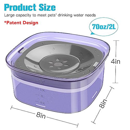 UPSKY 70oz Dog Water Bowl 2L No Spill Dog Bowls Large Capacity Spill Proof Slow Water Feeder, No Splash Dog Bowl Pet Water Dispenser Vehicle Carried Travel Slow Drinking Bowls for Messy Drinkers, Cats - color: Purple, size: 2 L