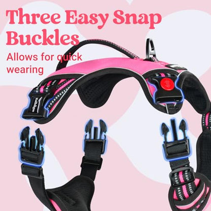 rabbitgoo Dog Harness Small Sized Dog, No Pull Pet Harness with Soft Padded Handle, Adjustable Reflective Vest with 3 Buckles, Easy Walking Harness with 2 Leash Clips, Pink, S - color: Pink, size: Small