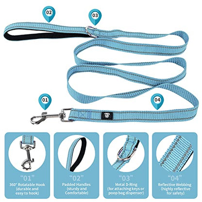 Dog Collar and Leash Set,Reflective Dog Collars with Quick Release Buckle,Adjustable Nylon Pet Collar for Small Medium Large Dogs(Medium,Blue) - color: Blue, size: Medium