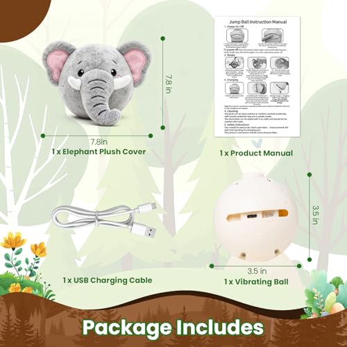 Interactive Dog Toys, Self Moving Dog Toy to Keep Them Busy, Rechargeable Vibrating Dogs Toy/Squeaky Bouncing Ball for Small Medium Large Dogs with Jumping Music Talking Mode (Elephant) - color: Elephant