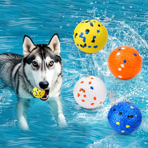 BABORUI Floating Dog Pool Toy – Durable E-TPU Dog Water Toy for Fetch & Chew, Bright Floating Dogs Toys for Pool, Beach & Outdoor Play – Dogs Beach Essentials (Colorful Balls 4Pcs) - color: Colorful Balls 4Pcs