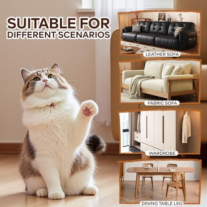 JKLMN Clear Vinyl Cat Scratch Protector for Leather Furniture – Easy-to-Apply & Removable Sofa Corner Guard, Anti-Scratch Tape for Cats (16-Pack)