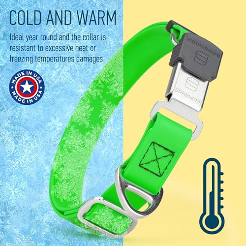 Biothane Waterproof Durable Dog Collar with Herm Sprenger - Quick Release ClicLock Buckle - Fits Medium and Large Dogs - Made in USA (Tropical Green, W 1" x L 15"-25") - color: Tropical Green, size: W 1" x L 15"-25"