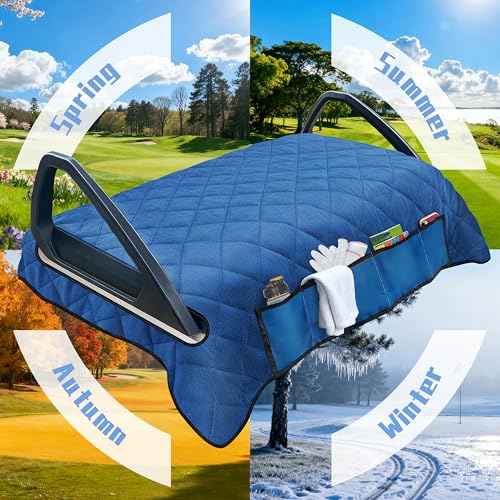 Golf Cart Seat Covers with 4 Front Pockets, Thick Seat Towel Blanket with Non-Slip Backing, Fits EZGO, Club Car, Yamaha and More 2 & 4 Passenger Golf Carts, Blue - color: Blue