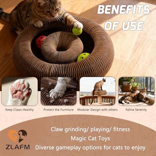 Magnetic Magic Organ Cat Scratcher Toy, Extra-Thick & Large Connectable Cardboard Scratching Board with Bell Ball, Interactive Enrichment Toy for Indoor Cats & Kittens (1 Pack) - size: 1 Pack