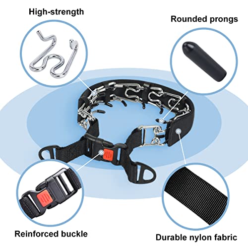Dog Prong Collar, Adjustable Dog Training Collar with Quick Release Buckle for Small Medium Large Dogs - color: Luxury Black, size: XL/4.0mm (Neck: 20"-23" Weight: 90 lbs)