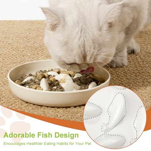 Slow Feeder Bowl for Cats and Small Dogs,Cilkus Fish Pool Design, Fun Interactive Bloat Stop Puzzle Feeder Bowl Healthy Eating Diet Made of Melamine Food Grade Material (Pink(Melamine)) - color: Pink(Melamine)