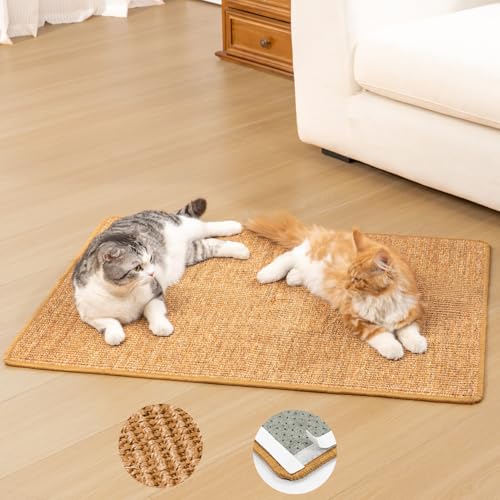 Conlun Extra Large Cat Scratcher Mat (27.5" x 35.4"), Natural Sisal Cat Scratching Pad for Indoor Cats, Mess-Free Cat Scratch Rug & Cardboard Alternative, Couch & Furniture Protector - color: Brown, size: 1 Pack-XL (35.4'' X 27.5")
