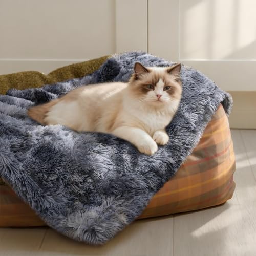 Luciphia Large Waterproof Dog Blanket Pet Washable Liquid Proof Furniture Protector Small Shaggy Plush Calming Long Faux Fur Bed Cover for Couch Cat Blankets for Kitten Doggy, Tie-dye Grey, 30" x 40" - color: Tie-dye Grey, size: 30"x40"