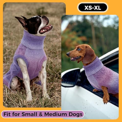 Lelepet Dog Sweater Turtleneck Knitwear Sweatshirt Cable Knit Warm Dress for Small Medium Large Dogs Puppy Fall Sweater, Pitbull, Lab, XL, Purple - color: Purple, size: XL