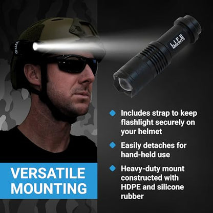 Life Mounts Tactical Rail Mount Flashlight - 3.5 in x 1.5 in, White LED - 1,000-Foot Beam & Multi-Mode Helmet Flashlight - 360-Degree Side Mount Helmet Lights - Weatherproof Design for Tactical Gear - color: White LED, size: 3.5"x1.5" - ARC Rail Light
