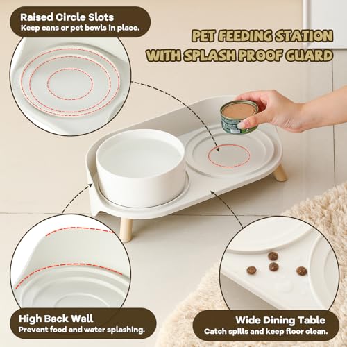 Raised Dog Feeder Bowl Stand - Elevated Dining Table for Small and Medium Dogs and Cats - Fits Food and Water Dish up to 6" Diameter - Grey (Bowls Not Included) - color: Grey, size: Medium