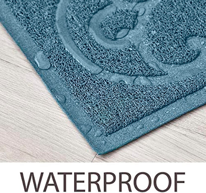 PetLike Cat Litter Box Mat, Thick Kitty Litter Trapping Mat, Durable,Waterproof &Washable with Non-Slip Backing, Soft on Kitty Paws and Easy to Clean, BPA Free - color: Sliver Blue, size: 30x18