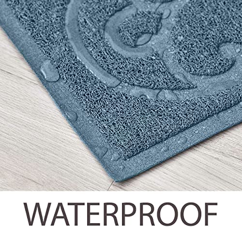 PetLike Cat Litter Box Mat, Thick Kitty Litter Trapping Mat, Durable,Waterproof &Washable with Non-Slip Backing, Soft on Kitty Paws and Easy to Clean, BPA Free - color: Sliver Blue, size: 35x24