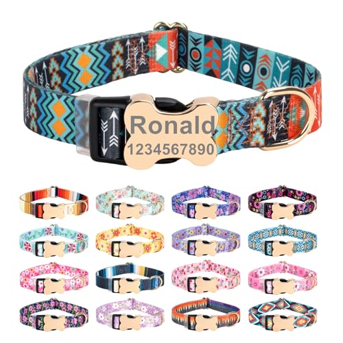 Personalized Custom Customized Silent No Jingle Dog Collar with Engraved ID Dog Name Phone Number/Dog Collars for Puppy X-Small Small Medium Large X-Large Boy Girl Dogs-Maya-XS - color: 3 Maya, size: X-Small (0.6" *7.8"-11.8")