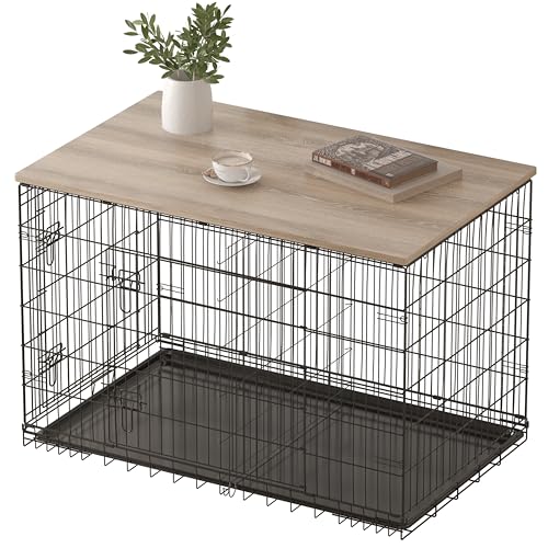 Dog Crate Topper Wood Countertop for 48 42 36 30 24 inch Dog Cage, Dog Crate Cover,Dog Kennel Topper(Crate Not Include) (Grey, for 36 Inch Crate) - color: Grey, size: 36.0"L x 23.1"W x 0.6"H