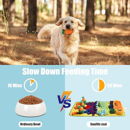Snuffle Mat for Dogs Large Breed - 32'' X 20'' Washable Durable Sniff Mat for Slow Feeding Training, Enrichment Puzzle Toy for Mental Stimulation & Stress Relief - color: Blue-Yellow
