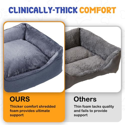 Rectangle Dog Bed for Medium Size Dog with Removable Washable Cover Pet Bed with Bolster Sides Non-Slip Bottom Pet Sofa Waterproof Lining Durable Pet Cuddler, Dark Grey, 29x 23x 7.1 in - color: Dark Grey, size: 29"L x 23"W x 7.1"Th