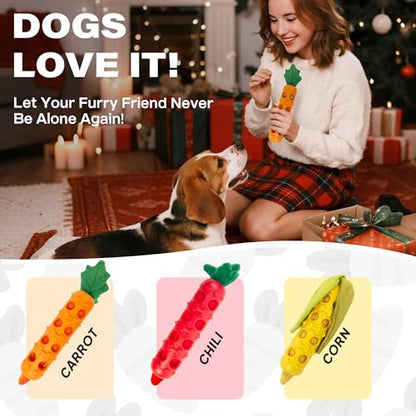 Fida 2-in-1 Puppy Teething Toys, Natural Rubber Chew Toys for Dogs to Keep Them Busy & Plush Toys with Crinkle Leaves, Interactive Dog Toys for Small Medium Breeds and Puppies.(Carrot) - color: Orange Carrot
