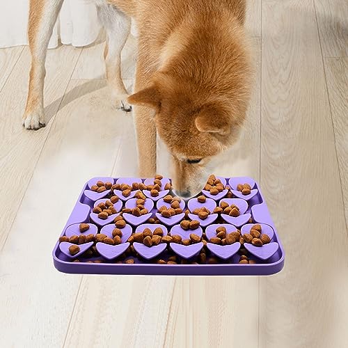Small Silicone Snuffle Mat for Small Dogs Puppy Cat Slow Down Eating,Slow Feeder Lick Mat for Dry Wet Food for Pet Training Smell,Encourages Natural Foraging Skill,Relieving Stress - color: Purple-S (8.1x7.5in)